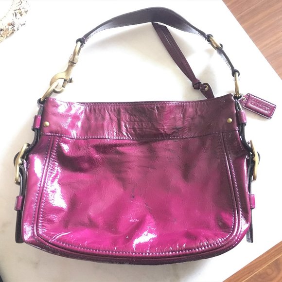 Coach Bags Authentic Coach Patent Leather Plum Purple Purse Shoulder Bag Side Buckles Poshmark